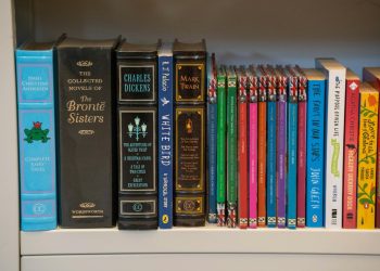 Close-Up Shot of Books on a Bookshelf