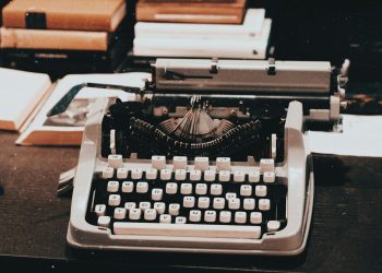 Photograph of a Vintage Typewriter on Table