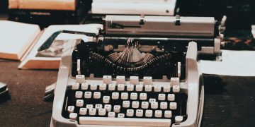 Photograph of a Vintage Typewriter on Table