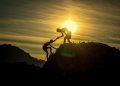 sunset, men, silhouettes