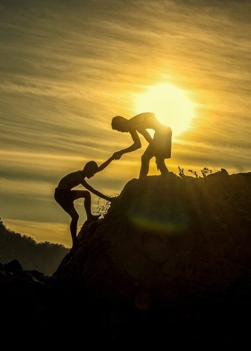sunset, men, silhouettes