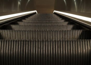 Modern Indoor Escalator in Low Lighting