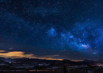 Black Mountains Under the Stars at Nighttime