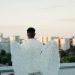 Back View of a Man Wearing an Angel Costume